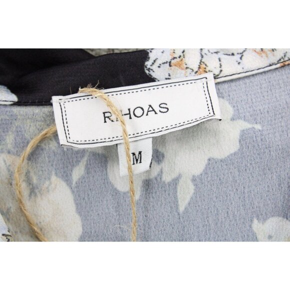 Rihoas Mini Dress Womens Black Floral Button Up Short Sleeve Size Medium NWT - Picture 4 of 7